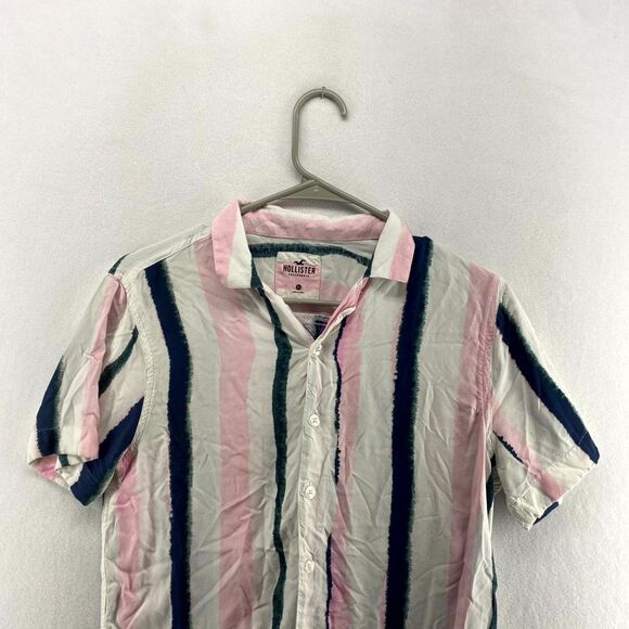Hollister Light‎ Pink, White Short Sleeved Button Down Mens Size XS - Picture 5 of 12